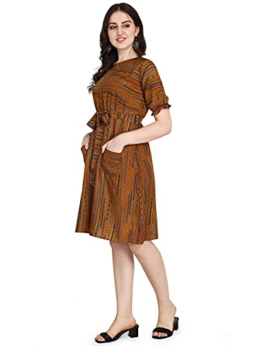 Image of GRECIILOOKS Women's A-Line Rayon Dress Standard Length Kurti