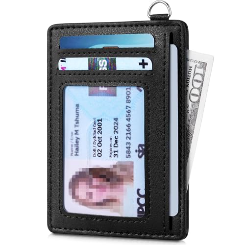 Image of Mayski Slim Wallet, Credit Card Holder for Women, Minimalist Front Pocket RFID Blocking Card Cases, Small Wallet Women Men(Grain Black)