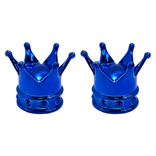 cyclingcolors 2 x Tapas de Válvula Corona Rey Reina de Plástico para Válvula Schrader de Neumáticos de Bicicleta, Motocicleta, Coche, Cuadriciclo y Patinete Eléctrico, Azul