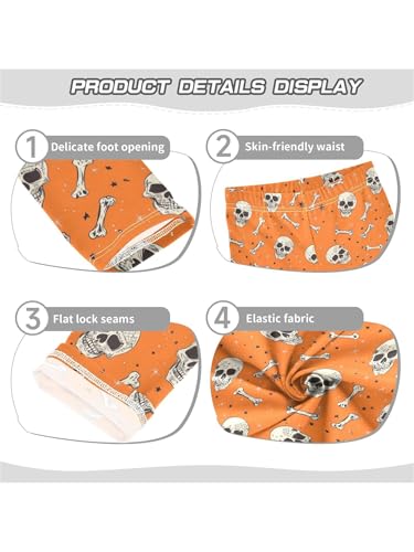 ZZKKO Girls Leggings Skeleton Bone Star Orange Toddler Girls Clothes Toddler Comfortable Bottoms Girl Leggings 3-4T3