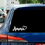 Amma Car Decal with Heart Accent - Smooth and Friendly Script for Warm Expression - Lovely and Thoughtful Look for Everyday Display - Easy-to-Apply Durable Vinyl