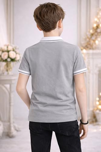 Image of TotzTouch Boys Premium Polo Collar Tshirt Combo with Zipper Closure Color White & Black Age 6 Years to 15 Years