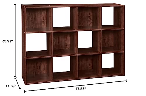Closetmaid Cubeicals 12 Cube Storage Shelf Organizer Bookshelf, Stackable, Vertical Or Horizontal, Easy Assembly, Wood, Dark Cherry Finish #TOP7