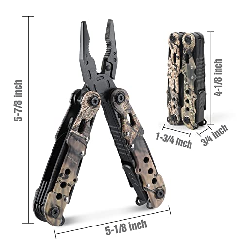 MOSSY-OAK-Multi-tool-13-in-1-Multi-Function-Pliers-Folding-Pocket-Tool-with-Sheath-Camo-Portable-Pocket-Knife-for-Outdoors-Survival-Camping-Fishing-Hunting-HikingChristmas-Gift-for-men