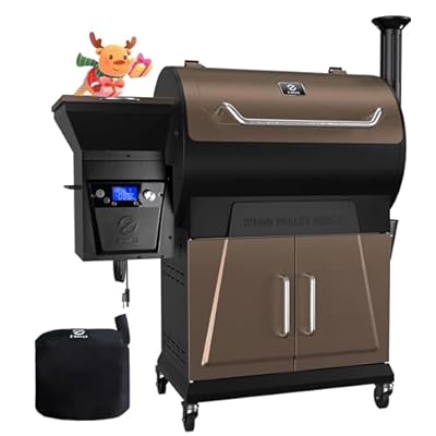 Z GRILLS 2023 Newest Pellet Grill Smoker with PID 2.0 Controller, LCD Screen, 2 Meat Probes, Huge Storage Cabinet, 697 sq in Cooking Area, Rain Cover for Outdoor BBQ, 700D6, Bronze