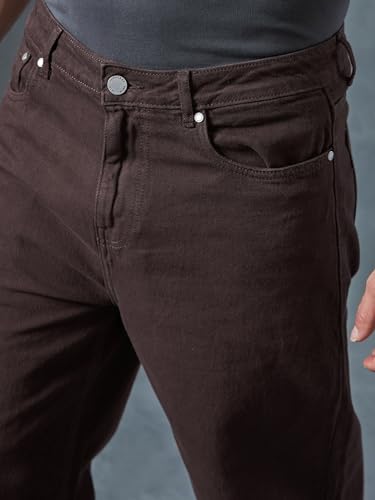 Image of Bewakoof Men's Solid Super Baggy Fit Cotton Jeans