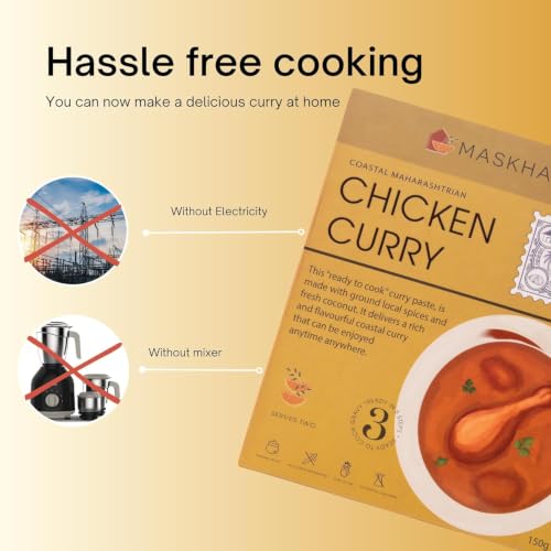 Image of Maskhari Ready to Eat Chicken Curry Pack of 5 150g Each Heat and Eat Chicken Curry Paste Maharashtrian Style Instant Indian Meal Ready to Cook Food Chicken Masala No Added Preservatives No Artificial Colors