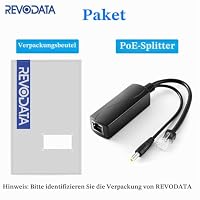 REVODATA 2.5G PoE Splitter 12V/1A, DC 5.5 * 2.1mm Stecker, 48V PoE auf DC 12V/1A 12W Ausgang, 2.5Gbps Ethernet konform IEEE802.3af/at, Plug and Play für IP Kamera, Smart Home – Ansicht 8