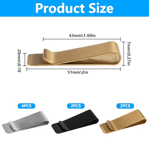 8 Pcs Money Clip for Men Money Clips for Cash and Credit Card Clips Holder, Stainless Steel Men's Money Clips, Slim Metal Wallet Clips, Front Pocket Wallet Clips for Business Card Holder Pocket2