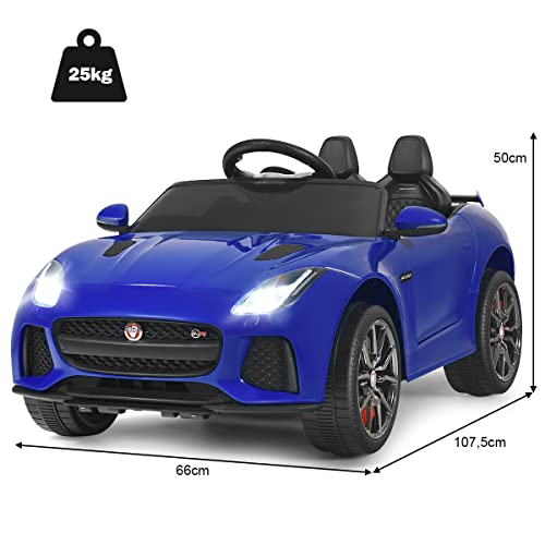 COSTWAY Jaguar Elektro Kinderauto mit Geschichten & Musik & Hupe & Scheinwerfer, 12V Kinderfahrzeug mit 2,4G Fernbedienung, Elektroauto 3-5km/h für Kinder ab 3 Jahre (Marine) – Bild 7