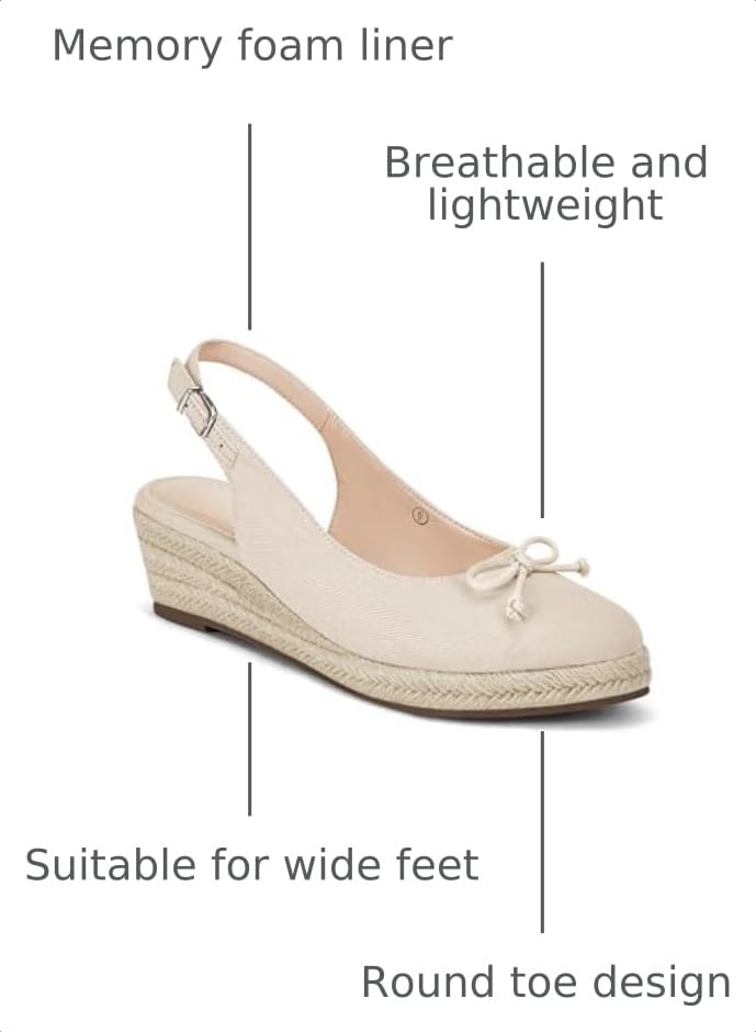 Image of Womens Closed Toe Espadrilles Wedges Shoes Platform Slingback Mid Low Heel Canvas Bow Dress Sandals