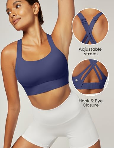 Image of Heathyoga Medium-High Support Sports Bras for Women Molded Cup Adjustable Strappy Sports Bra Supportive Bras for Yoga
