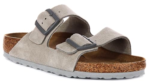 Sandales Arizona Birkenstock en cuir suédé souple avec double bride