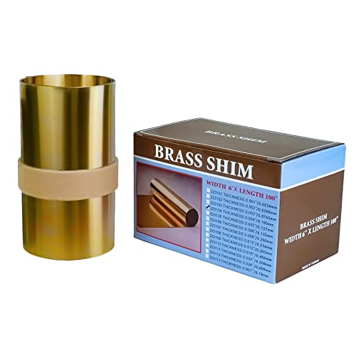 Image of JAVIKA 0.004 x 6 x 100 (inches) Brass Shim Stock Roll, Half Hard, Cold Rolled, CDA 260 Brass Alloy for Hardware and Machine Maintenance, DIY Projects, Jewelry, Crafts, Electrical
