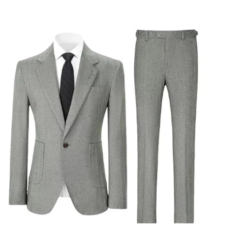 Men's Slim Fit Herringbone Tweed Suit | 2-Piece Wool Blend Set (Jacket+Pants)4