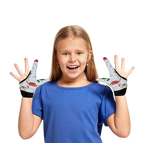 Image of Yxmeiguo 4pcs Thumb Sucking Guard Gloves Kids Anti Thumb Sucking Glove Chewy Compression Thumb Sucking Stop Nail Biting Finger Biting Glove for Kids Thumb Guard for Ages 5-12