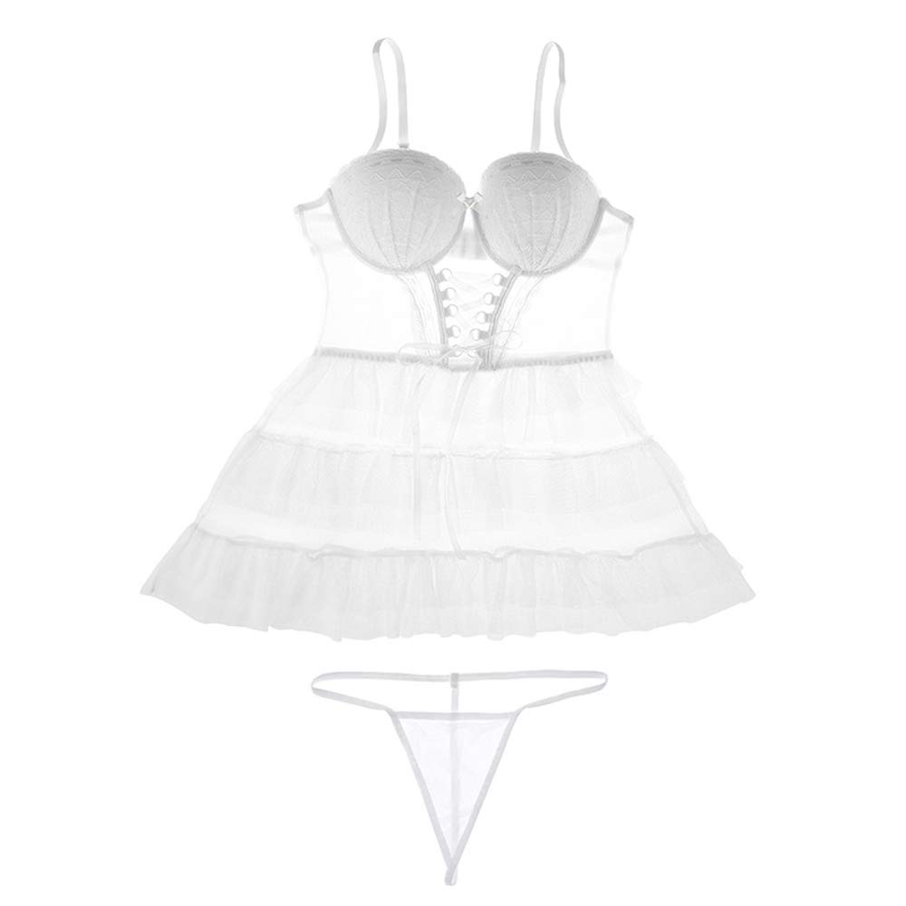 SINMIUANIME Women's retro lace underwear set Lolita Princess cosplay costume cute mesh dance dress (7738white) - Image 2