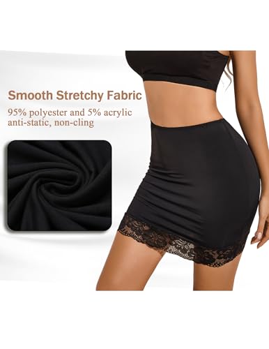 Image of Avidlove Half Slips for Women Under Dress Non Cling Floral Lace Trim Above Knee Half Slips