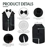 Kuoser Hund Smoking Anzug & Bandana Set, Haustier Fomal Kleidung Hunde Mantel mit Abnehmbarer Fliege, Hundeanzug Welpe Kostüm Shirt für Hochzeit Halloween Geburtstag Party, S-XXL