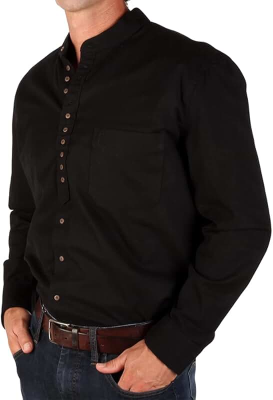collarless button up shirt
