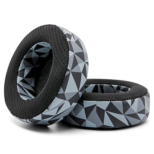 Image of WC Freeze Virtuoso - Hybrid Fabric Cooling Gel Replacement Earpads for Corsair Virtuoso Gaming Headset, Made by Wicked Cushions, Improved Durability, Thickness and Sound Isolation | (Geo Grey)
