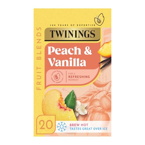 Twinings Peach cooler Herbal Infusion. 20 tea bags. Sweet, Velvety, Indulgent Caffeine Free