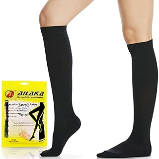 Ailaka 20-30 mmHg Compression Socks for Women & Men 1 Pair, Graduated Support Closed Toe Knee High Varices Stockings, Travel, Casual-Formal Hosiery