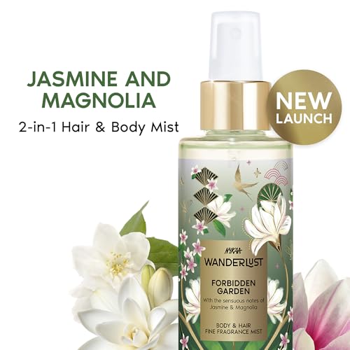 Image of Nykaa Wanderlust Forbidden Garden Body & Hair Fine Fragrance I | Perfume Mist for Women - 200 ml I Jasmine and Magnolia | | Long-Lasting, Travel‐Friendly, Vegan,Paraben‐Free, IFRA Certified