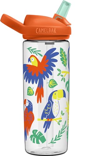 Image of CamelBak Eddy+ Kids Bite Valve Water Bottle 20oz, Tropical Birds