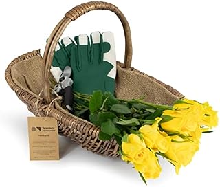Wrenbury Antique Small Wicker Basket - Garden Basket - Traditional Flower Trug Garden Tool Carry Basket - Trug for Garden - For Veg, Fruit, Vegetables and Flowers