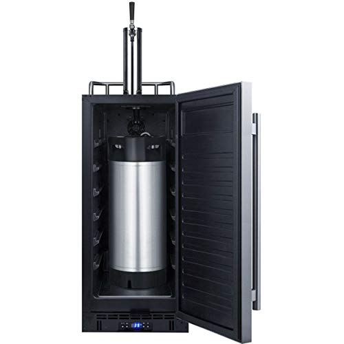 Summit Appliance SBC15CF Built-In 15" Wide Commercially Listed Kegerator with Auto Defrost, Digital Thermostat, Stainless Steel Door, Black Cabinet, Pro Style Handle, Sealed Back and Front Lock on Fridge.com