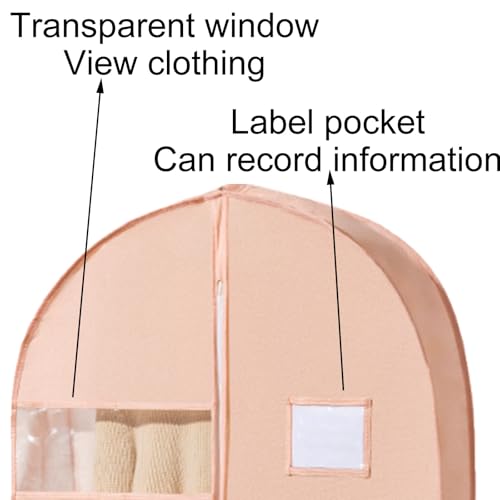 Wide Suit Cover Bags, Garment Bag with 4 Pockets, Large Capacity, Suitable for Uniforms, Dance Clothes, Dresses, Down Jackets(White,60x10x125cm/24x3x49in)3