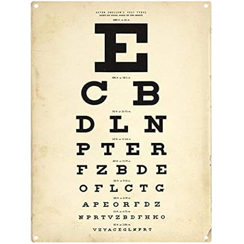 PRO CUT GRAPHICS - 1 x Snellen Eye Test Chart - Retro Vintage Vinyl Wall Sticker - Home Man Cave Pub Shed Bar Garage - 20x15cm A5 (Printed Colour Sticker) Cover