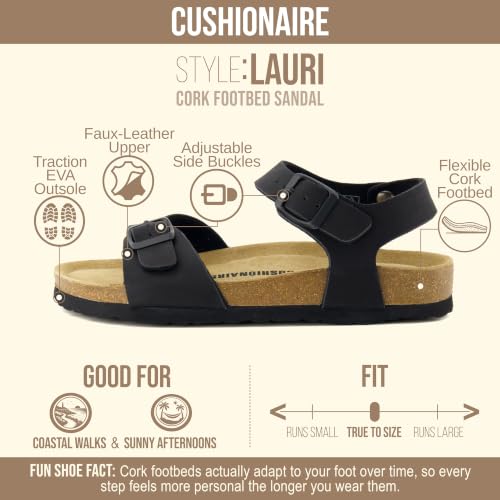 Image of CUSHIONAIRE Lauri Cork Footbed Sandals for Women with Back Strap, Adjustable Double Buckle Ankle Strap Sandals, Memory Foam