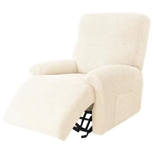AYJUUFO Recliner Covers 4PCS/Set Jacquard Recliner Sofa Cover Single Seater Couch Slipcover Armchair All-Inclusive Design(Beige)