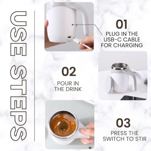 Buy Premium,Automatic Self Stirring Magnetic Mug, Electric Coffee Mixing Cup with Handle & Lid, Rechargeable Rotating Smart Blender Mug for Coffee, Tea, Milk, Hot Chocolate & Protein Drinks Online at Low Prices in India - Amazon.in - Image 6