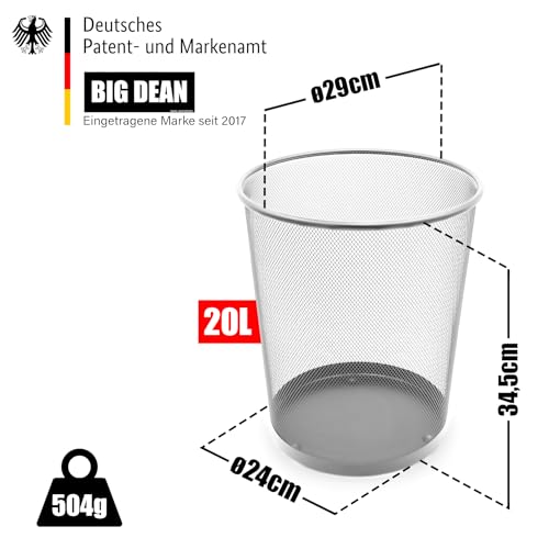 BigDean 2 Stück Papierkorb Mülleimer Büro silber 20L Draht – vielseitiger Mülleimer – Bild 4