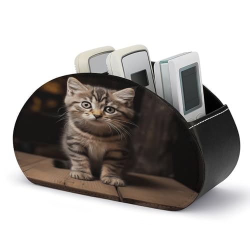 Support de télécommande multifonction et organiseur de bureau 5 cases en cuir