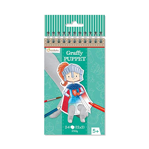 Avenue Mandarine Graffy Pop Marionetas De Dedos Para Colorar, Diseño De Dragones Y Caballeros (Negro/Blanco)