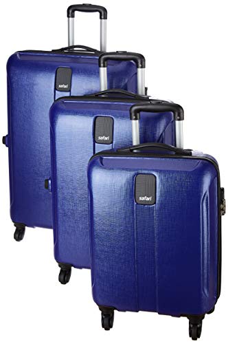 Image of Safari Thorium Stubble Combo Set of 3 Blue Small, Medium & Large Check-in 4 Wheel Hard Suitcase