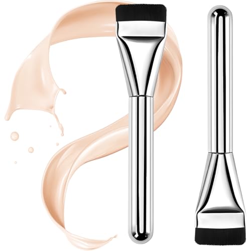 MKVZIYE 2pcs Pincel para base de maquillaje, corrector de base de maquillaje, pincel para base de maquillaje, pincel para polvo para base de maquillaje líquida de mujer, pincel plano