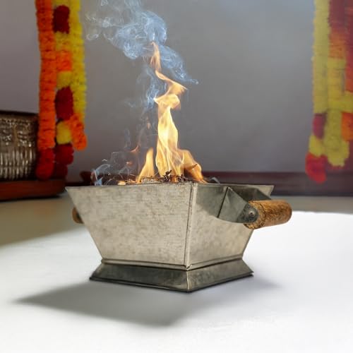 Image of PrettyKrafts 9 Inch Hawan Kund for Home | Metal Havan Kund | Hawan Kund for Pooja | Traditional Hawan Kund for Puja, Yagyas, Vastu Shanti, Grah Pravesh & Weddings