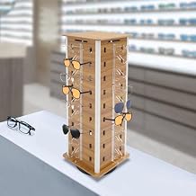 36 Pairs Sunglasses Display Rack, 360 Rotating Glasses Storage Display Stand Large Floor Standing Sunglasses Display Stand, Commercial Eyeglass Storage Organizer for Malls, Retail Deep Wood-36 Pairs