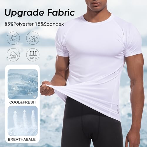 Mens Compression Shirt UPF 50+ Short Sleeve Dry Fit Athletic Base Layer Sports Rash Guard Running Under Shirts Tops3