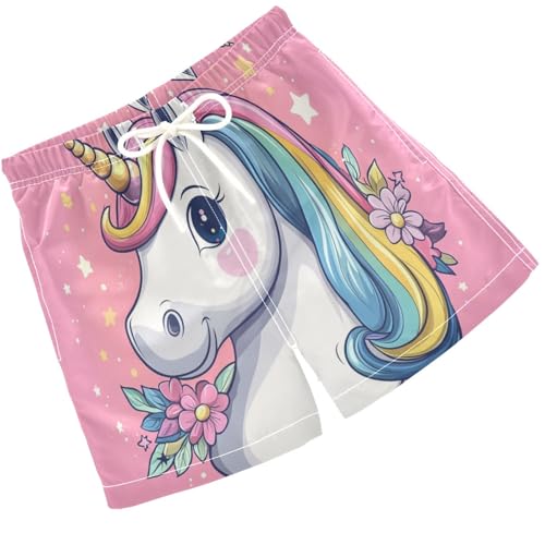 Pigsaly Boys Swim Trunks Unicorn Pastel Boys Board Shorts Swimsuit Swimwear Summer Bathing Suit XS