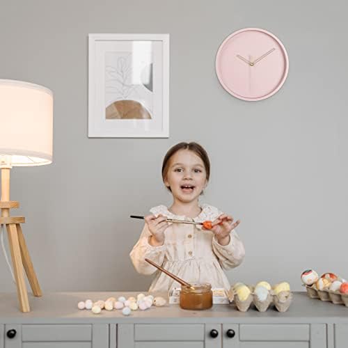 Lafocuse 12 Inch Minimalist Metal Pink Wall Clock for Living Room Decor, Modern Wall Clock Kitchen Battery Operated Silent Bedroom Home Office