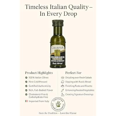 Colavita Mini Sizes - Premium Italian Extra Virgin Olive Oil, Pack of 80 (25ml each, .85oz) Plastic Bottles