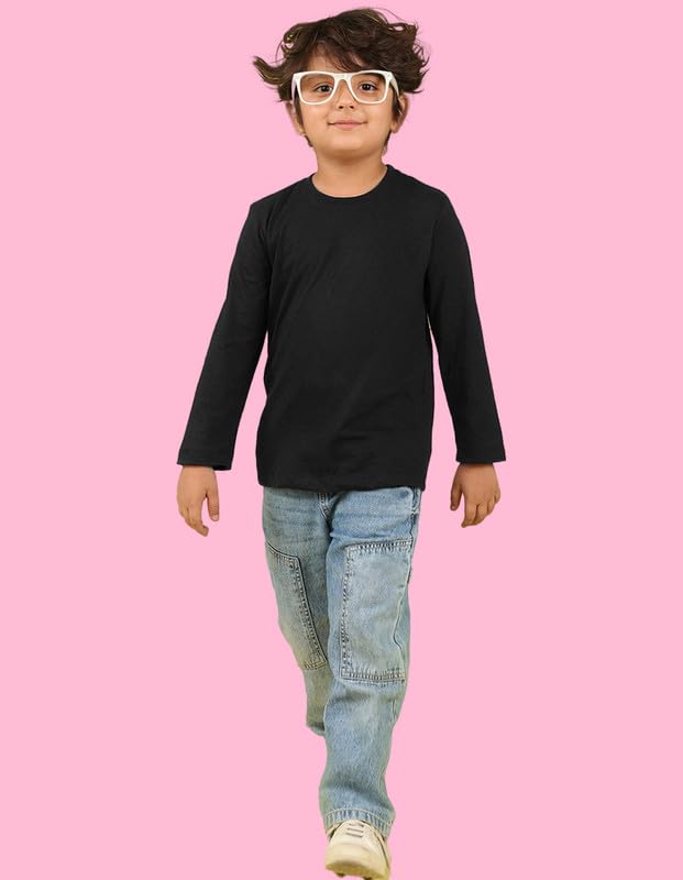 Image of Nusyl Boys Solid Cotton Blend Tshirts - Soft & Comfortable Full-Sleeves T-Shirts | Casual Wear for Kids & Teen Boys | Full Sleeves T-Shirts |- NUBCTSF001-PO2-1