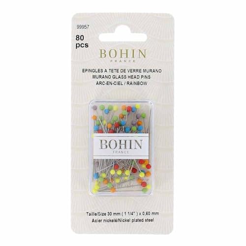 Bohin Glass Head 1 3/16 in Rainbow Pin