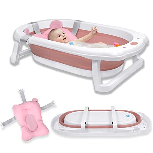 Froadp 82x50x20cm Faltbare Badewannen für Babys, Klappbare Babybadewanne, Rutschfest Kinderbadewanne, Tragbare Sicherheits Duschwanne für Neugeborene Kleinkinder von 0-8 Jahren (Rosa mit Sitzkissen) Froadp 82x50x20cm Faltbare Badewannen für Babys, Klappbare Babybadewanne, Rutschfest Kinderbadewanne, Tragbare Sicherheits Duschwanne für Neugeborene Kleinkinder von 0-8 Jahren (Rosa mit Sitzkissen)